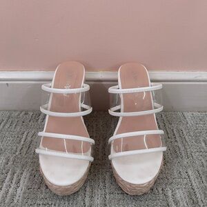 White Espadrille Wedge Heel with Clear Straps
